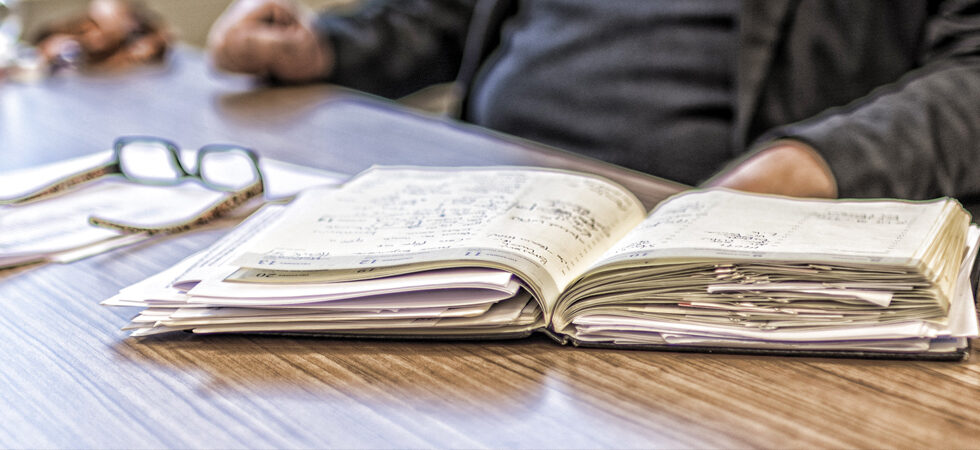 Photo of a calendar on a desk