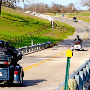 Motorcycles going down the road